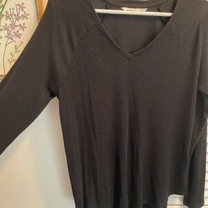 Sonoma Women's Black Ribbed Long Sleeve Top